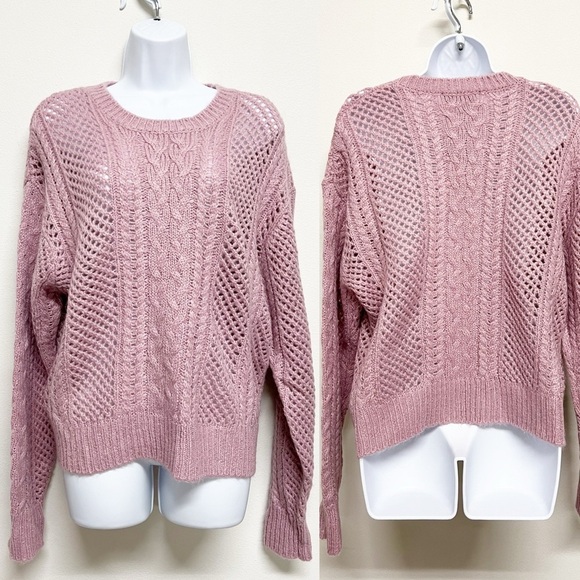 John + Jenn Sweaters - John + Jenn Womens Chunky Knit English Rose Cable Knit Pull Over Sweater Size S
